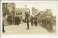 [Soldiers lined up in front of British Columbia Parliament Buildings in Victoria, B.C.]