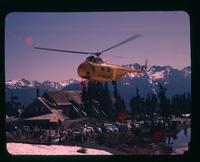 Rescue Conference Mt. [Mount] Baker - helicopter at Mt. [Mount] Baker Lodge, June 16, 1957