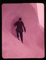 Joffre Peaks Trip - Cyril [Scott] under cornice - Vantage Peak [July 17, 1957]