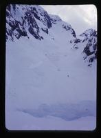 Skiers in gully - Lydia trip, April 17, 1965