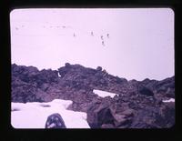 Skiers below wall on shoulder of Overlord [Mountain], May 21, 1967