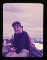 Joe Hutton on peak of Silvertip [Mountain], June 19, 1955