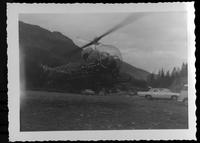 Chopper - Whistler parking lot - returning after last trip, Oct. 8, 1967