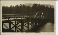 [Wooden bridge crossing some type of body of water in an unknown location]