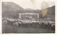 [Large crowd of Doukhobors around a stage at the Jubilee Fiftieth Anniversary Doukhobors in Canada]
