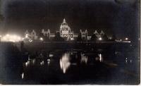 [British Columbia Parliament Buildings in Victoria, B.C. illuminated at night]
