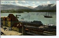 B.C.P. Ry. Depot and Entrance to Harbor, Vancouver, B.C.