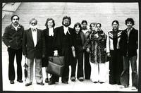 McKim Farm workers, the Sidhu family, at the Robeson Square Law Courts, Vancouver. BC Law Union lawyer Stuart Rush, on behalf of the Farm Workers Organizing Committee, represents the Sidhu's family of farmworkers who had been cheated out of wages. Circa 1