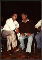 United Farmworkers of America President Cesar Chavez and CFU President Raj Chouhan at a CFU anniversary celebration in the Lower Mainland. Cicra 1980s.