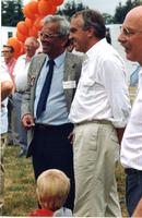 Charan Gill (Surrey-White Rock's NDP candidate) and federal NDP leader Ed Broadbent. Circa 1988.