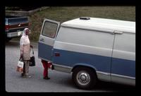 Labour Contractor's van transports Indo-Canadian women farmworker to Fraser Valley, BC. Circa late 1970s.