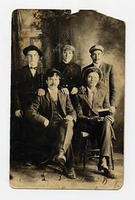 [Photographic postcard of five Doukhobor men, c. 1900s]
