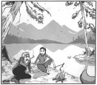 Couple arguing at idyllic campsite