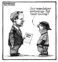 "Any mandatory sentences for taser killing?