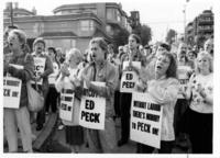 [Protest against IRC (Industrial Relations Council) commissioner Ed Peck]