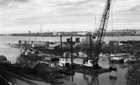 [View overlooking a busy waterfront area on the Fraser River]