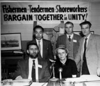 [Group photograph of five UFAWU (United Fishermen and Allied Workers Union) officials]