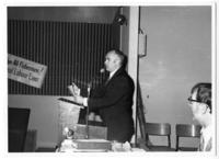 [Photo of a man speaking at the 1973 UFAWU (United Fishermen and Allied Workers Union) Convention]