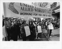 UFAWU [United Fishermen and Allied Workers Union] shoreworkers, fisherman rally outside Liberal MP Anna Terrana's constituency office to protest Bill C-12, the cuts to UI [unemployment insurance] affecting seasonal workers