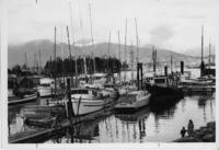 Boats at [Kasata?] marine ways, Coal Harbour March 22, 1968; B.C. Clipper Cape Beale