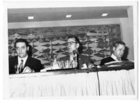 [Three men sitting at a table during the 1972 UFAWU (United Fishermen and Allied Workers Union) Convention]