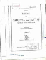 Report on Oriental Activities Within the Province