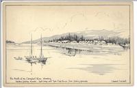 The Mouth of the Campbell River, showing Painters fishing resorts - Spit Camp and Tyee Club House from fishing grounds