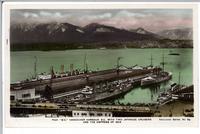 Pier "B.C." Vancouver Harbour, B.C., with two Japanese Cruisers and the Empress of Asia