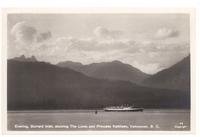 Evening, Burrard Inlet, showing The Lions and Princess Kathleen, Vancouver, B.C.