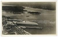 Aerial View of C.P.R. Docks, Stanley Park and Entrance to Harbour, Vancouver, B.C.