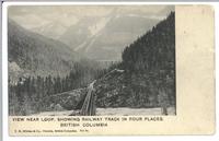 View near Loop, showing Railway Track in Four Places, B.C.