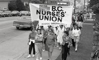 Health care workers march, rally at VGH [Vancouver General Hospital] during BCNU [British Columbia Nurses' Union] strike