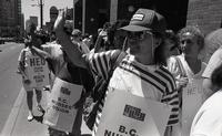 BCNU [British Columbia Nurses' Union], HEU [Hospital Employees Union], HSA [Health Sciences Association] protest at IRC [Industrial Relations Council] over strike interference