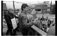 Dandelions leaders Jim Dougan, Jim Young, picket at CLRA [Construction Labour Relations Association] office