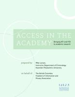 Access in the academy : bringing ATI and FOI to academic research
